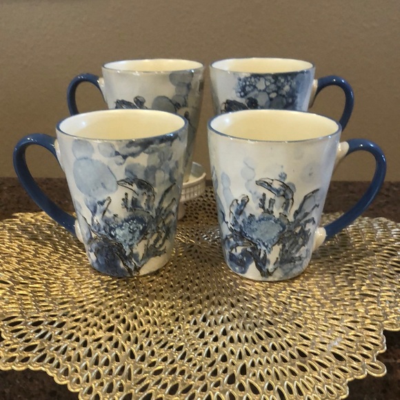 2  In  Homestylez Chesapeake Bay Blue Mugs - Picture 1 of 6
